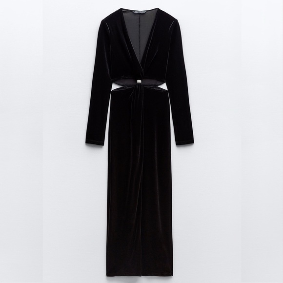 ZARA VELVET CUT OUT MIDI WITH RHINESTONE APPLIQUÉ - Picture 14 of 16